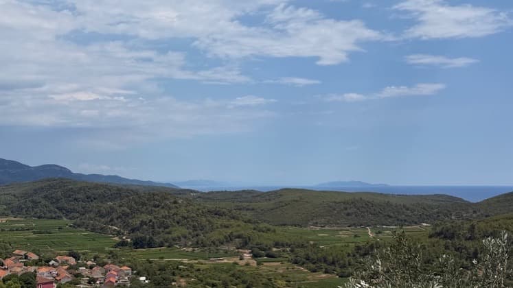 areal view of Korčula island in Croatia