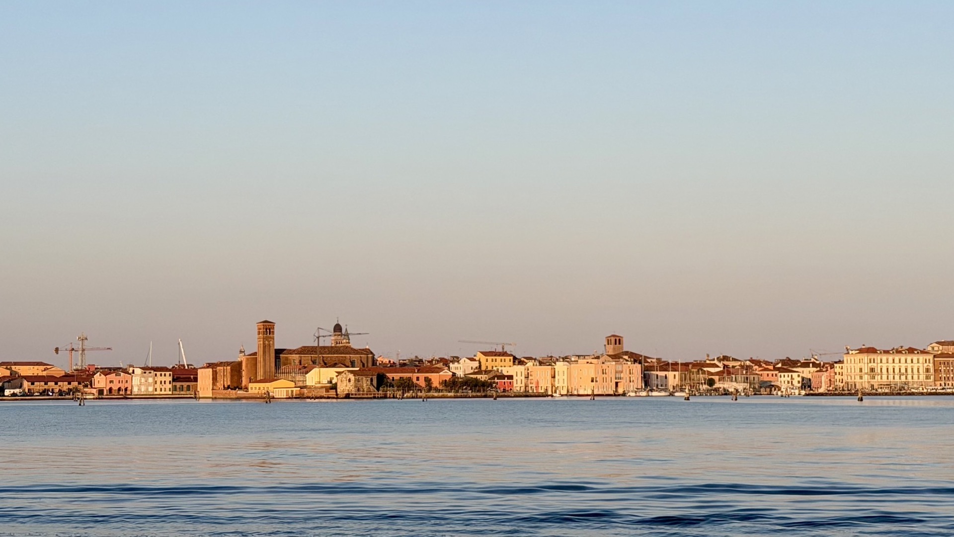 the gulf of Chioggia overlooking that old city at sunset