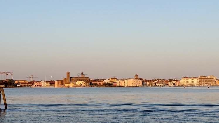 the gulf of Chioggia overlooking that old city at sunset