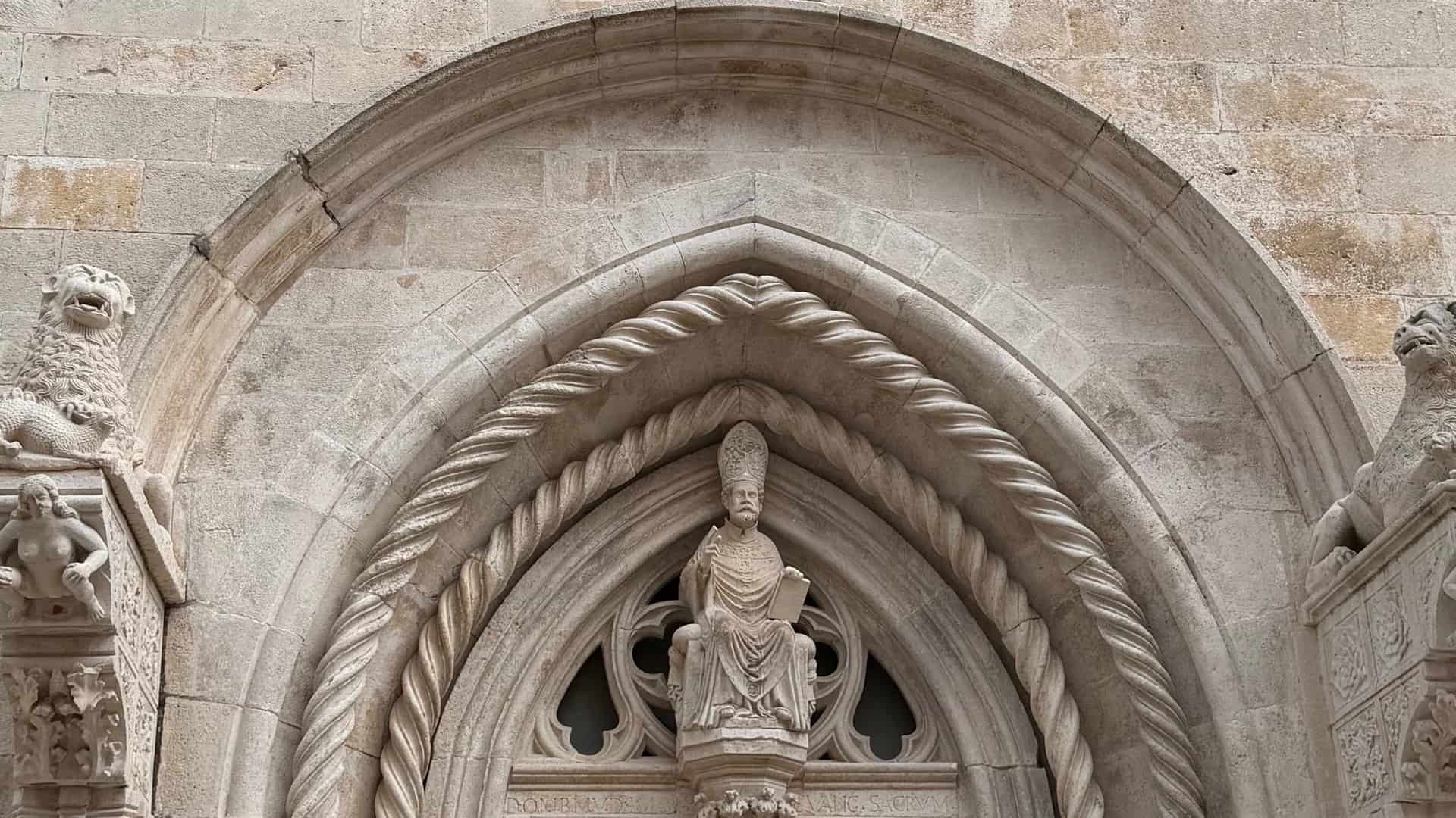 detail of the main church facade in Korčula island in Croatia