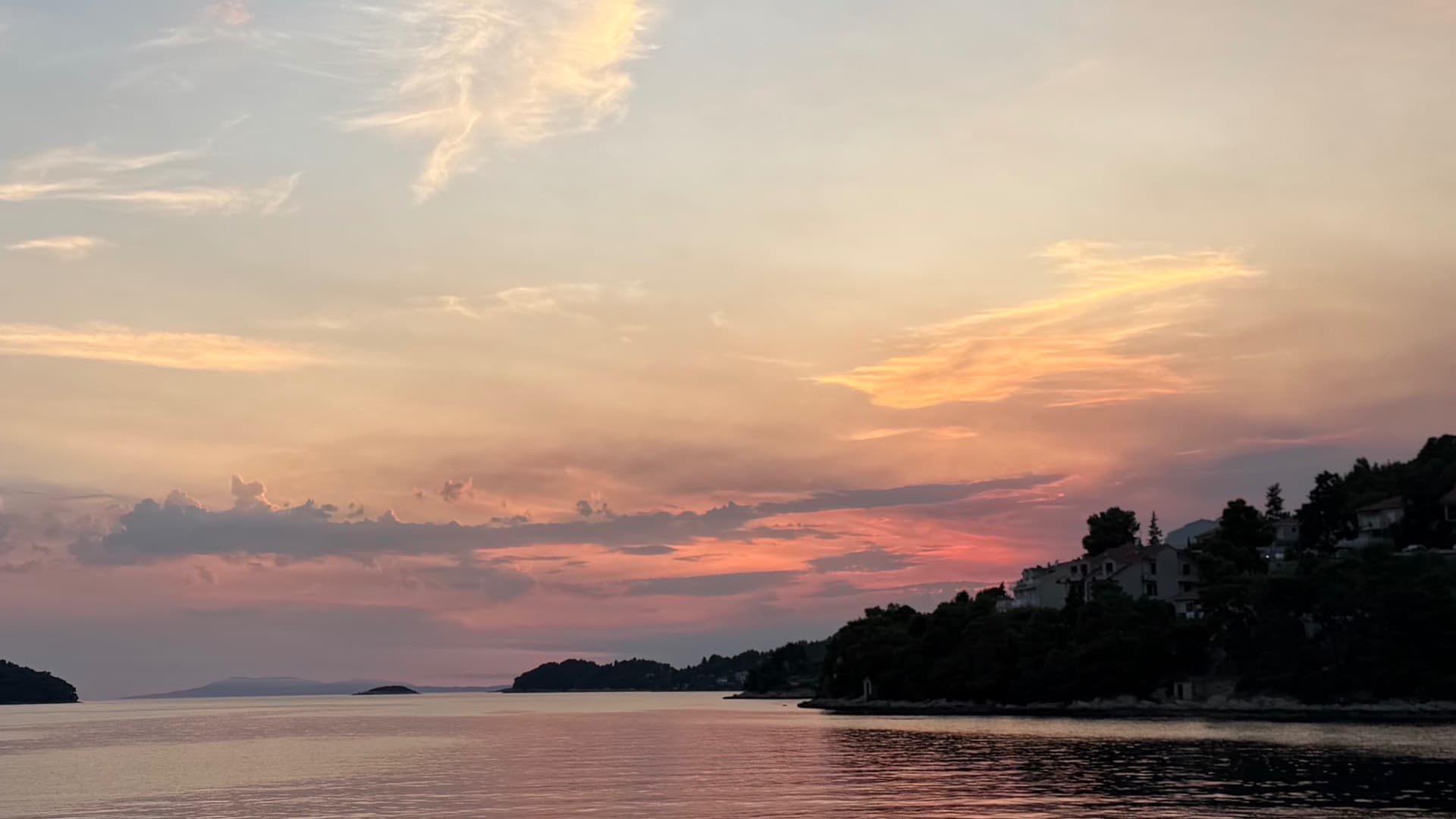 Korčula island bay in Croatia at dusk